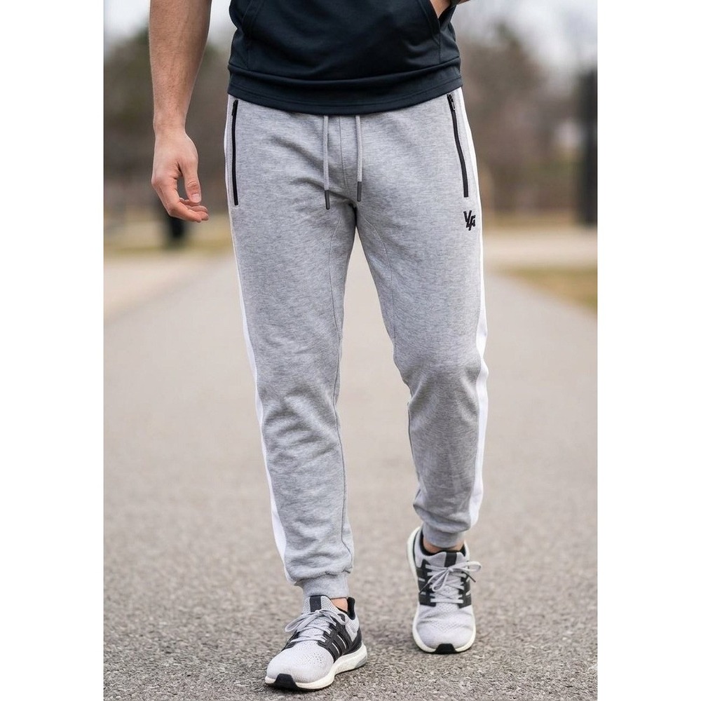 YoungLA Sideline Joggers Mens XL (33x28) Gray Side Stripe Sweatpants